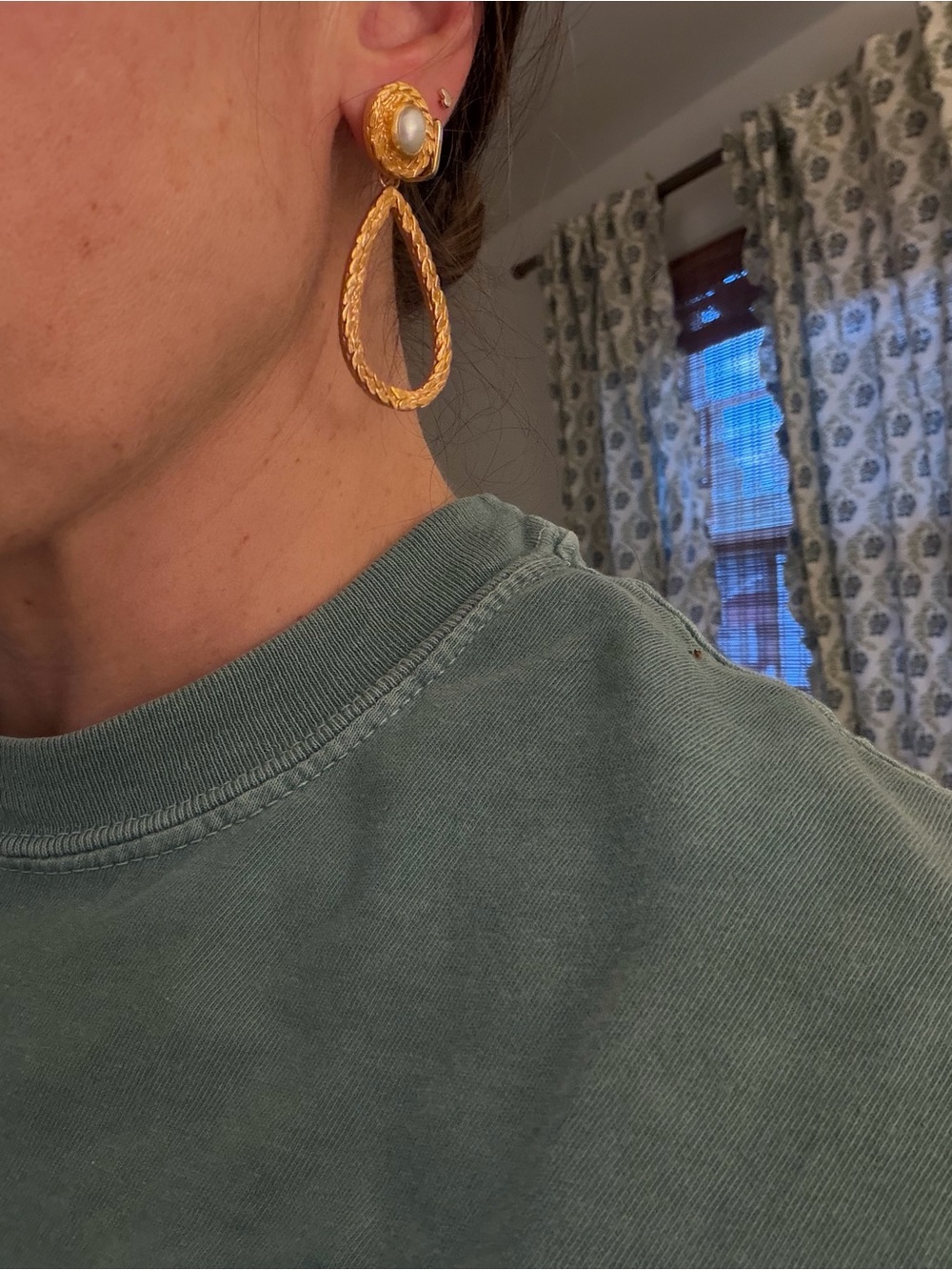 Julie Vos Gold Teardrop Drop Earrings with Pearl Accent